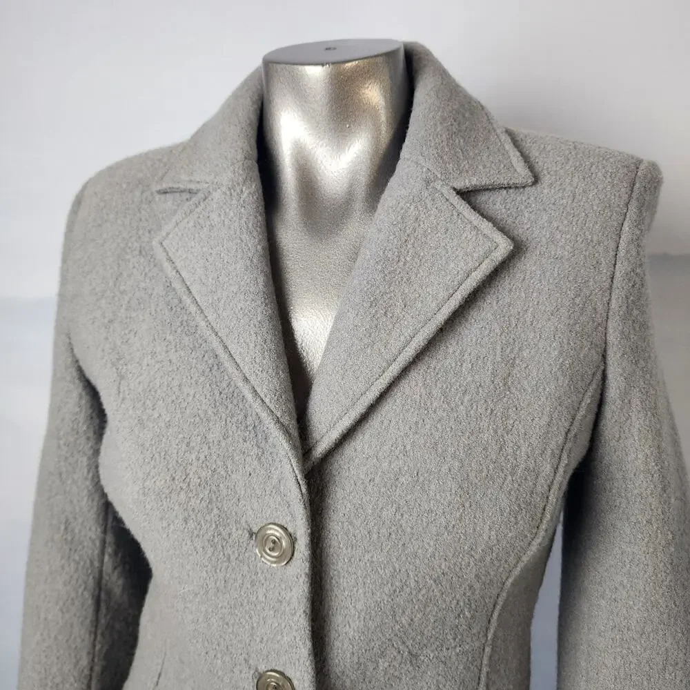 Linea Domani 100% Wool Gray V-Neck Y2557 Blazer | Women's 8